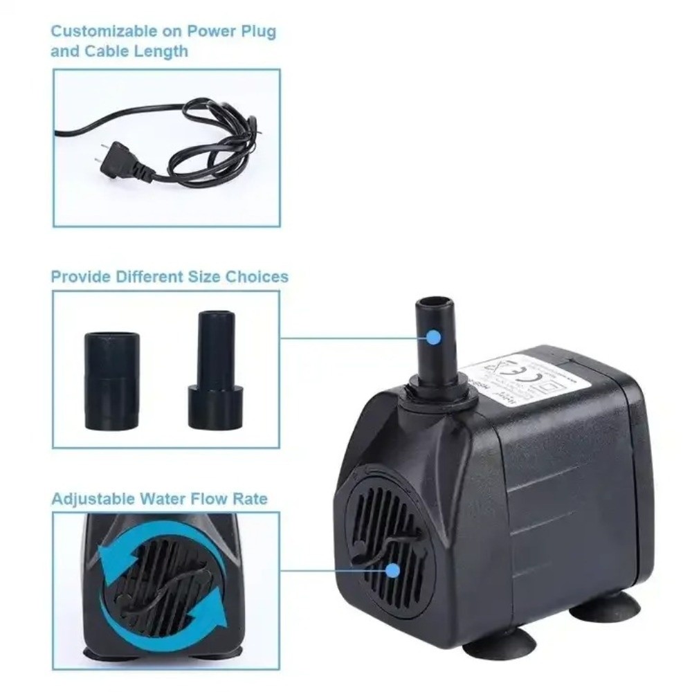 Water Pump Submersible Mini - مضخة مياه غاطسة سوداء فائقة الهدوء