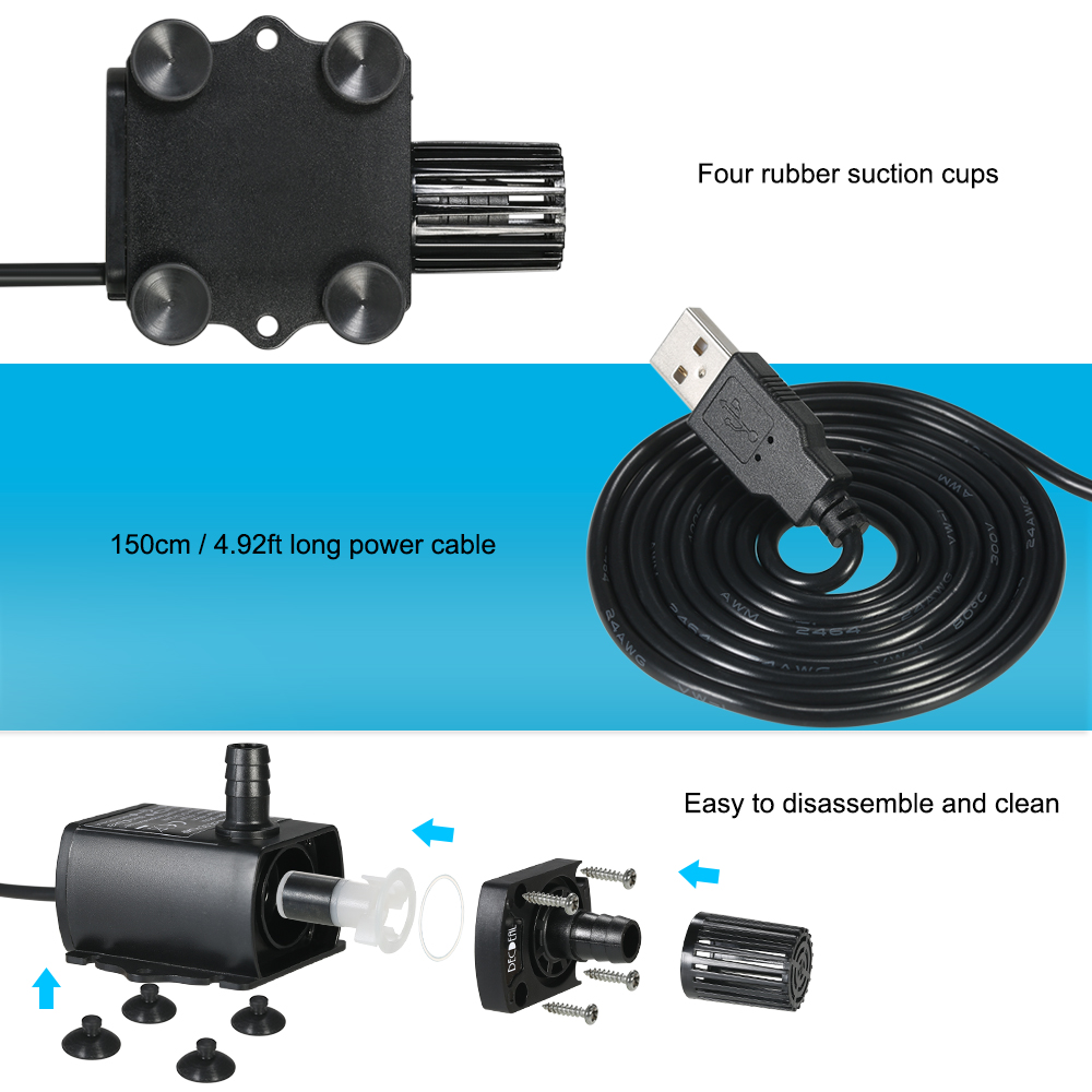 USB DC5V 4.8 واط فائقة الهدوء  - مراجعة Water Pump Submersible Mini وسعره